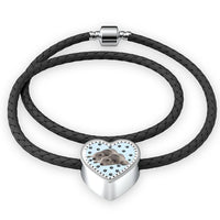 Irish Wolfhound Dog Print Heart Charm Leather Bracelet-Free Shipping - Deruj.com