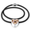 Brussels Griffon Dog Print Heart Charm Leather Bracelet-Free Shipping - Deruj.com