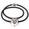 Norwegian Lundehund Print Heart Charm Braided Bracelet-Free Shipping - Deruj.com