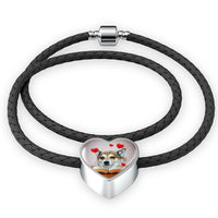 Norwegian Lundehund Print Heart Charm Braided Bracelet-Free Shipping - Deruj.com