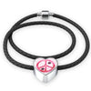 Peace Sign With Paws Print Heart Charm Leather Woven Bracelet-Free Shipping - Deruj.com