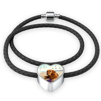 Cute Golden Retriever Print Heart Charm Braided Bracelet-Free Shipping - Deruj.com