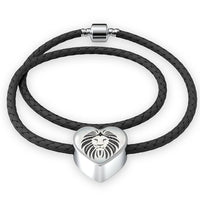 Lion Black&White Art Print Heart Charm Leather Woven Bracelet-Free Shipping - Deruj.com