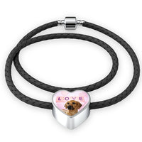 Rhodesian Ridgeback Dog Print Heart Charm Leather Bracelet-Free Shipping - Deruj.com