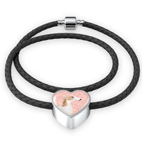 Borzoi Dog Print Heart Charm Leather Bracelet-Free Shipping - Deruj.com