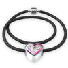 Cute Painted Cat Print Heart Charm Leather Woven Bracelet-Free Shipping - Deruj.com