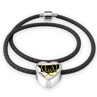 Cute Baby Elephant Print Heart Charm Leather Woven Bracelet-Free Shipping - Deruj.com