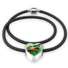 Arabian Horse Art Print Heart Charm Leather Woven Bracelet-Free Shipping - Deruj.com