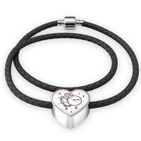 Flying Cat Print Heart Charm Leather Bracelet-Free Shipping - Deruj.com
