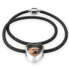 South African Boerboel Dog Print Heart Charm Leather Bracelet-Free Shipping - Deruj.com