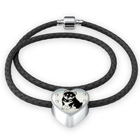 Shiba Inu Dog Print Heart Charm Leather Woven Bracelet-Free Shipping - Deruj.com