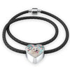Poodle Dog Print Heart Charm Leather Bracelet-Free Shipping - Deruj.com
