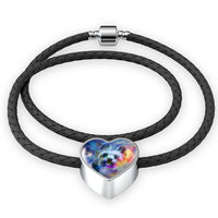 Yorkie Art Print Heart Charm Leather Bracelet-Free Shipping - Deruj.com