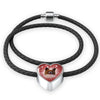 Papillon Dog Print Heart Charm Leather Bracelet-Free Shipping - Deruj.com