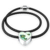Angelfish Print Heart Charm Leather Bracelet-Free Shipping - Deruj.com