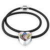 Scottish Fold Cat Print Heart Charm Leather Bracelet-Free Shipping - Deruj.com