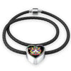 Colorful Cat Print Heart Charm Leather Woven Bracelet-Free Shipping - Deruj.com