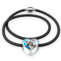 Petit Basset Griffon Vendeen Print Heart Charm Braided Bracelet-Free Shipping - Deruj.com