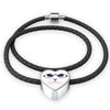 Cute Cat With Glasses Print Heart Charm Leather Bracelet-Free Shipping - Deruj.com
