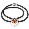 Tibetan Mastiff Print Heart Charm Braided Bracelet-Free Shipping - Deruj.com
