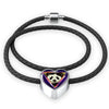 Cute Panda Art Print Heart Charm Leather Woven Bracelet-Free Shipping - Deruj.com