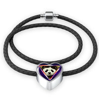 Cute Panda Art Print Heart Charm Leather Woven Bracelet-Free Shipping - Deruj.com