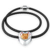 Shar Pei Print Heart Charm Braided Bracelet-Free Shipping - Deruj.com