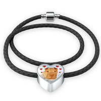 Shar Pei Print Heart Charm Braided Bracelet-Free Shipping - Deruj.com