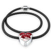 Sphynx Cat Print Heart Charm Leather Bracelet-Free Shipping - Deruj.com