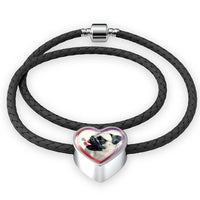 Cute Pug Dog Print Heart Charm Leather Woven Bracelet-Free Shipping - Deruj.com
