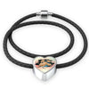 Golden Hamster Print Heart Charm Leather Woven Bracelet-Free Shipping - Deruj.com