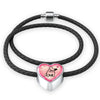 Cute French Bulldog Print Heart Charm Leather Woven Bracelet-Free Shipping - Deruj.com