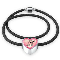 Cute French Bulldog Print Heart Charm Leather Woven Bracelet-Free Shipping - Deruj.com