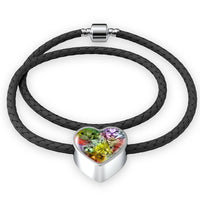 Happy Cats Print Heart Charm Leather Bracelet-Free Shipping - Deruj.com