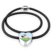 Playing Dog Print Heart Charm Leather Bracelet-Free Shipping - Deruj.com