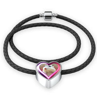 Campbell Dwarf Hamster Print Heart Charm Leather Woven Bracelet-Free Shipping - Deruj.com
