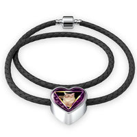 Javanese Cat Print Heart Charm Leather Woven Bracelet-Free Shipping - Deruj.com