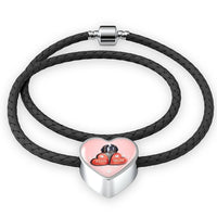 St. Bernard Dog Print Heart Charm Leather Bracelet-Free Shipping - Deruj.com