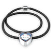 Cute Cat In Denim Print Heart Charm Leather Woven Bracelet-Free Shipping - Deruj.com