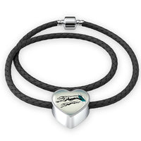Greyhound Dog Art Print Heart Charm Leather Woven Bracelet-Free Shipping - Deruj.com