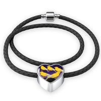Domestic Canary Bird Print Heart Charm Leather Woven Bracelet-Free Shipping - Deruj.com