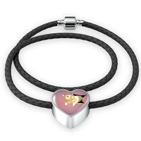 Lovely Hamster Print Heart Charm Leather Woven Bracelet-Free Shipping - Deruj.com