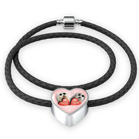 Old English Sheepdog Dog Print Heart Charm Leather Bracelet-Free Shipping - Deruj.com