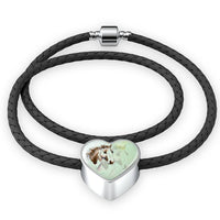 American Paint Horse Watercolor Art Print Heart Charm Leather Woven Bracelet-Free Shipping - Deruj.com