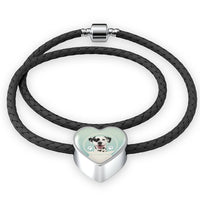 Dalmatian Dog Print Heart Charm Leather Bracelet-Free Shipping - Deruj.com