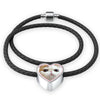 Cute Snoopy Cat Print Heart Charm Leather Woven Bracelet-Free Shipping - Deruj.com