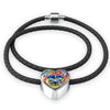 Colorful French Bulldog Heart Charm Leather Woven Bracelet-Free Shipping - Deruj.com