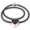 Gun And Skull Print Heart Charm Leather Woven Bracelet-Free Shipping - Deruj.com