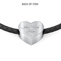 Newfoundland Dog Print Heart Charm Leather Bracelet-Free Shipping - Deruj.com