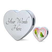 Budgerigar Parrot Print Heart Charm Leather Woven Bracelet-Free Shipping - Deruj.com